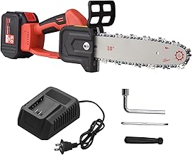 Chusui Minisserra elétrica sem fio 21V sem escova Serra elétrica de 10 polegadas serra de poda portátil 6.0Ah bateria recarregável carregador rápido alimentado por tesoura de poda de galho de árvor QL