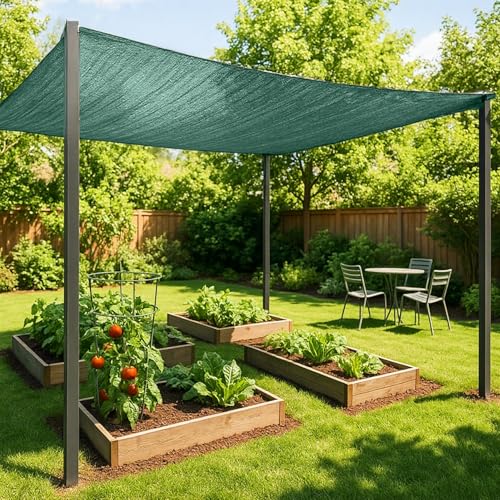 SUNNY GUARD 35-45% Sun Shade Cloth, 6 x 8 FT Green HDPE Mesh – Breathable Garden Shade Cover for Plants, Vegetables, Greenhouse, Patio, Chicken Coop & Dog Kennel