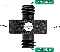 Vista 4 de Rigych Adaptador de tornillo de trípode de 14 macho a 14 macho con agujero 14 tornillo soporte de cámara para cámara, trípode, soporte de micrófono