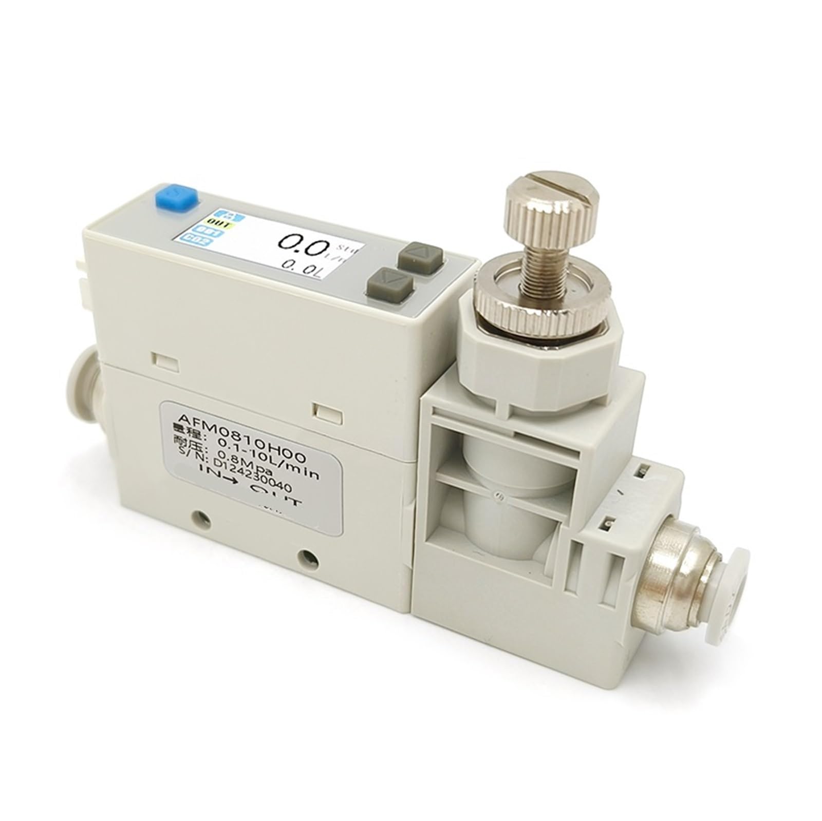 Válvula de aguja AFM0810 Pantalla digital ajustable Medidor de caudal másico Controlador de caudal Aire(AFM0850-08-A 50L/min)