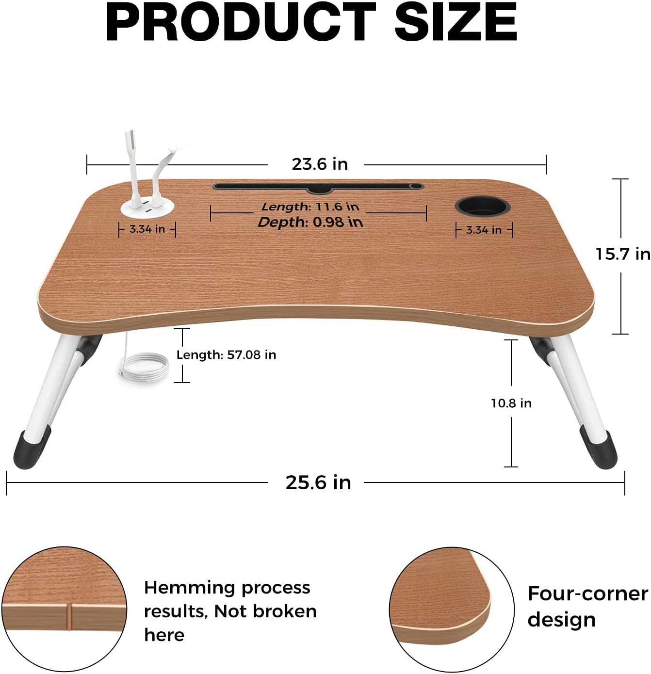 Chеареѕt 🛒 HLHome Laptop Bed Desk Large Portable Foldable Laptop Table Tray Stand for Bed with USB Charge Port/Cup Holder/Storage Drawer for Working Writing Reading Eating Lapdesk On Low Sitting Floor