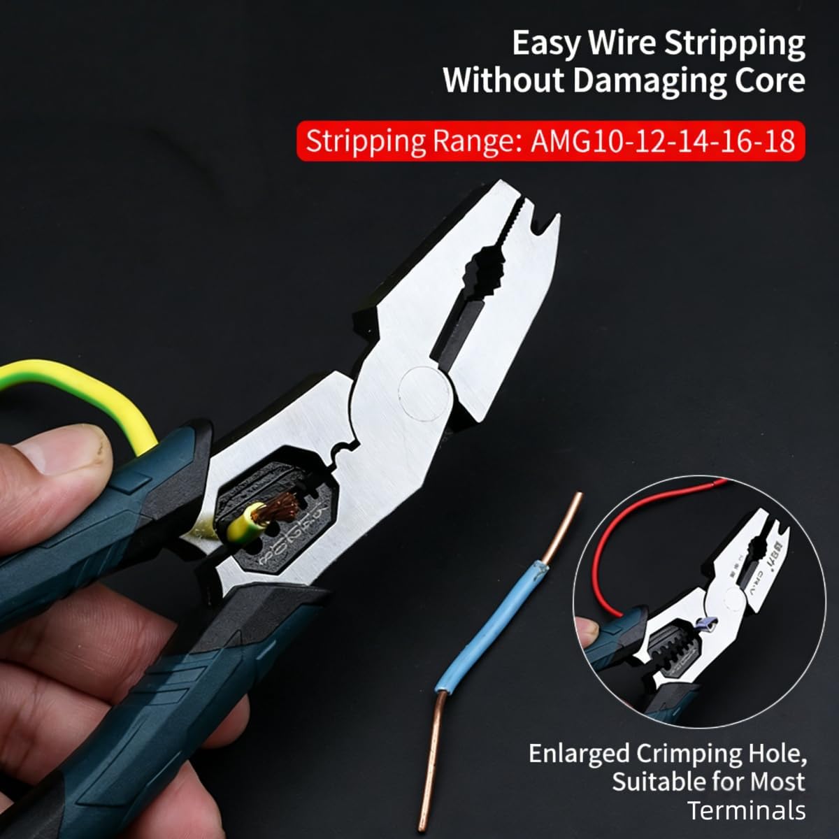 Industrial-Grade Multi-Function Cutting Pliers, 9-in-1 Heavy-Duty Multi-Functional Pliers Nail Puller/Wire Cutter/Stripper/Crimper, Professional Wire Cutters for DIY & Home Use