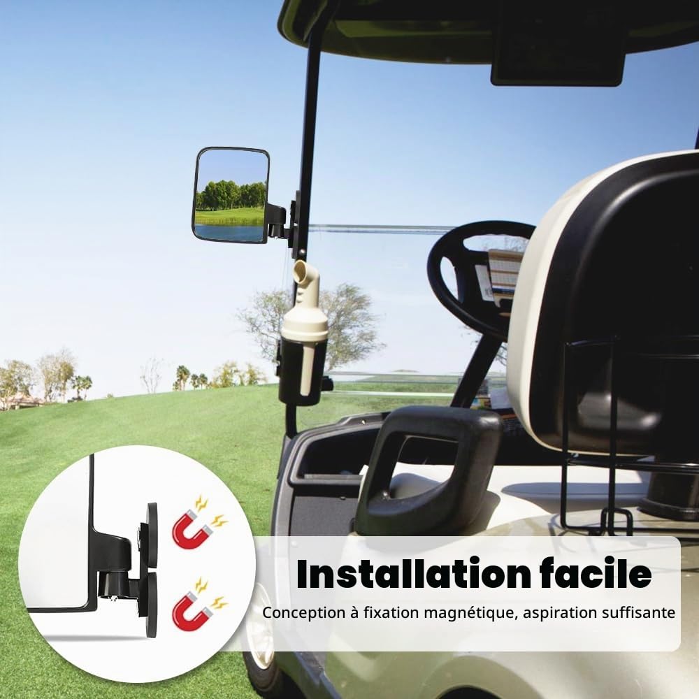 Rétroviseur Latéral Magnétique, Rétroviseurs Rotatifs à 360 Degrés pour Tracteurs Compacts, Tondeuses Autoportées, Voiturettes de Golf