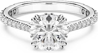 Swarovski Stilla Kollektion Cocktailring, Rundschliff, Pavé, Weiß, Silberfarbenes Finish