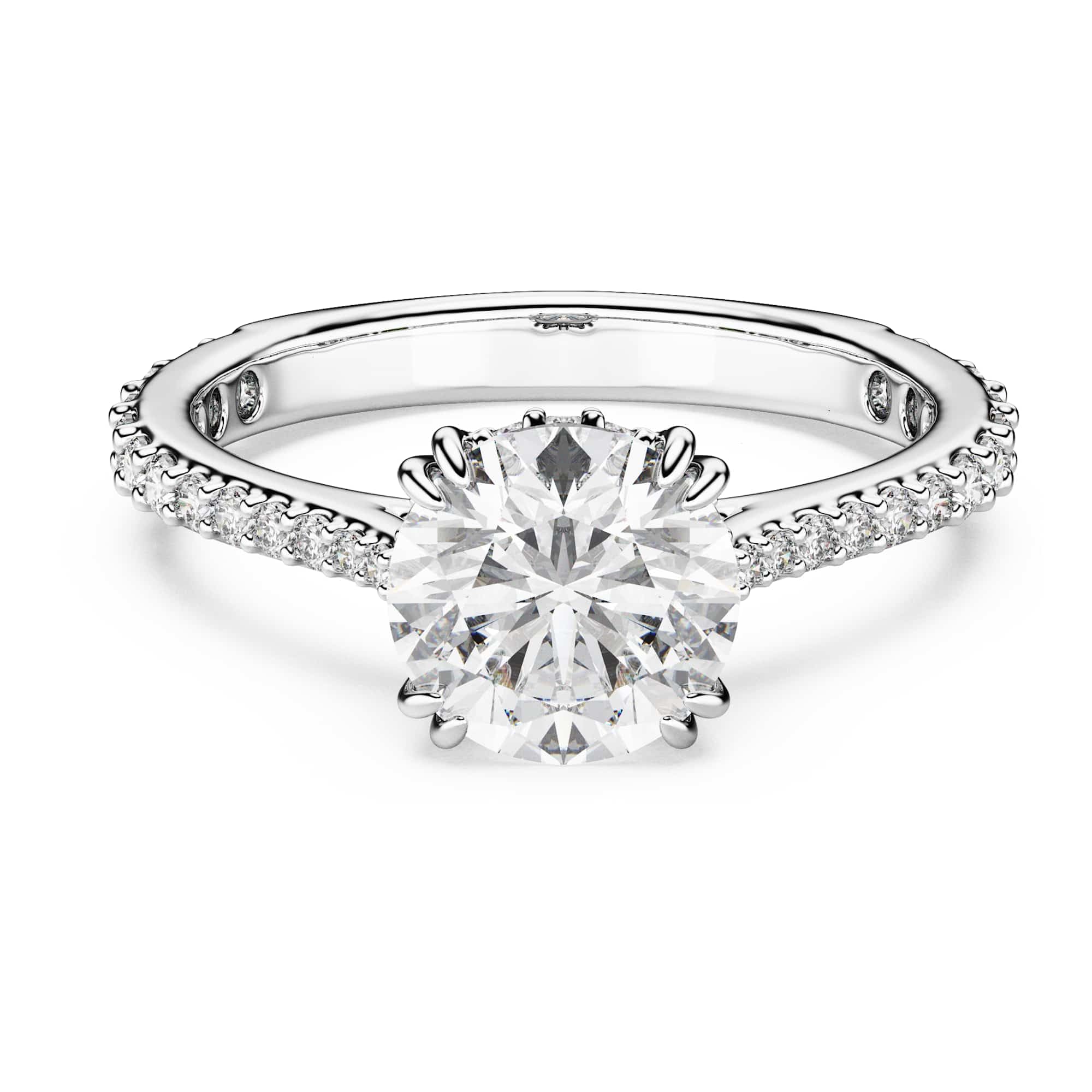 Swarovski Stilla Kollektion Cocktailring, Rundschliff, Pavé, Weiß, Silberfarbenes Finish