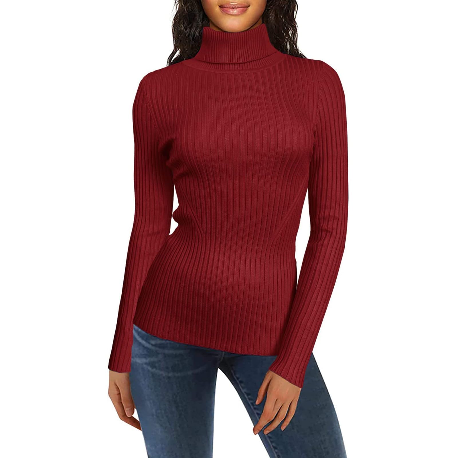 Ladies Sweaters Womens Sweater 2025 Pullover Turtle Neck Classic Knit Casual Fall Tops XS-2XL