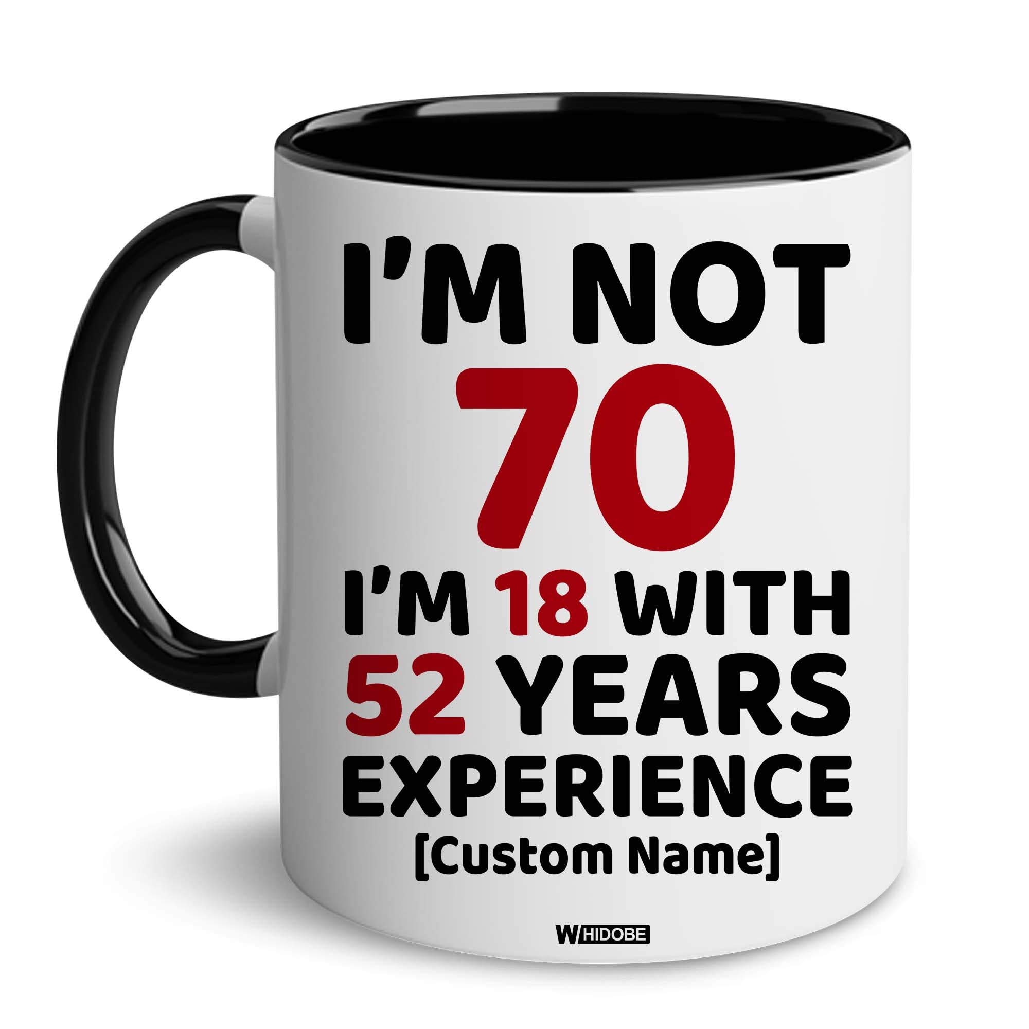 WHIDOBE Personalized 70th Birthday Gifts, Custom 1953 Birthday Mug with Name, 70 Years Old Birthday Gifts, Coffee Mug for Wife, Friend, Sister, Her,