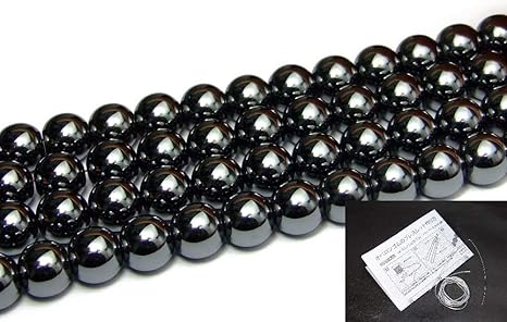 Amazon Co Jp Hinryo 5a ヘマタイト 磁石 磁気入り 4mm 14mm 1連39cm 通し針 解説書 1mゴム付き 天然石 パワーストーン 10mm G3 3c ファッション