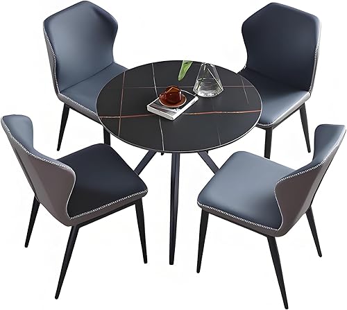 Miniatura 8 de YVYKFZD Mesa redonda de conferencias, mesa de recepción para oficina pequeña, mesa de club, juego de mesa de comedor de cocina de 5 piezas, mesa de