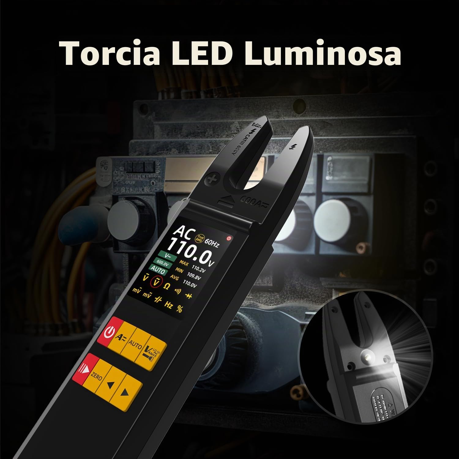 BSIDE U5 Pinza Amperometrica Aperta DC AC 600A TRMS Multimetro Digitale Automatico con 2,8" Grande Display a Colori Tester di Tensione Corrente Frequenza Diodo Capacità NCV Filo Elettrico