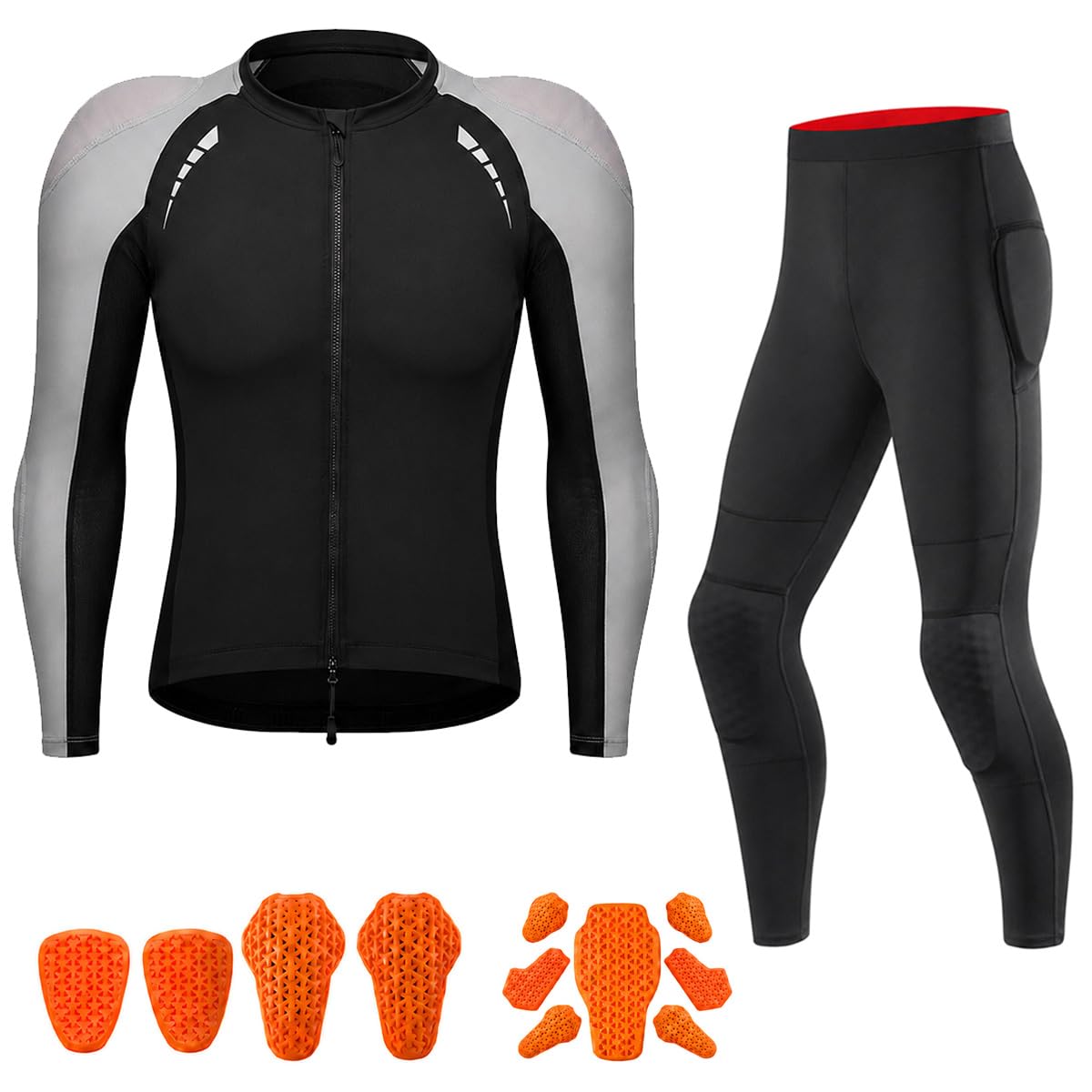 Abbigliamento Motociclista Uomo con Protezioni CE e Completo Moto | Design Leggero con Dettagli Riflettenti e Vestibilità Flessibile per Touring, Scooter, Pendolarismo e Guida Urbana