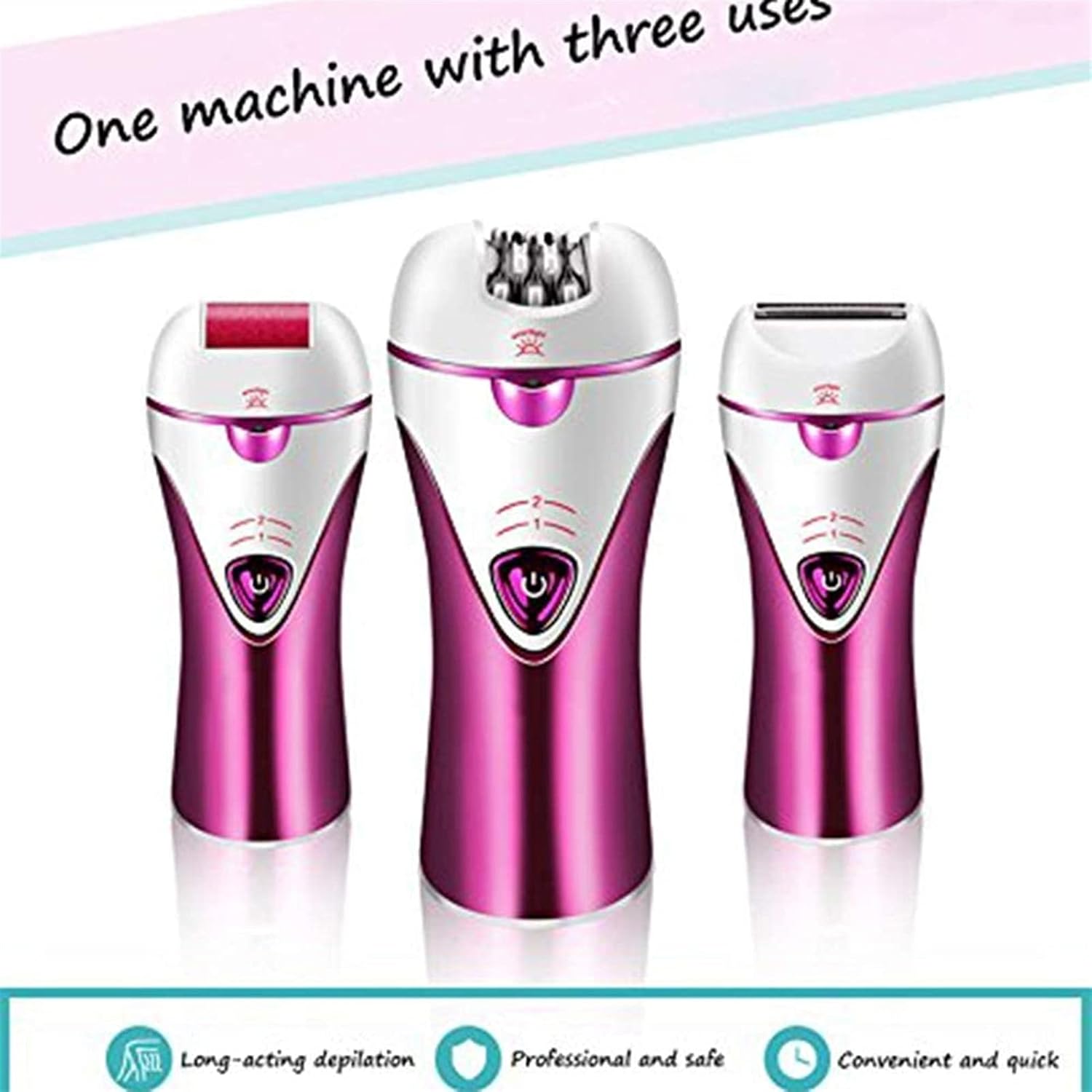 Professional 3 in 1 Hair Remover, Cordless Female Hair Remover, Bikini Trimmer, Shaver, for Facial Underarm Leg Sander, Shaver, Foot Care
