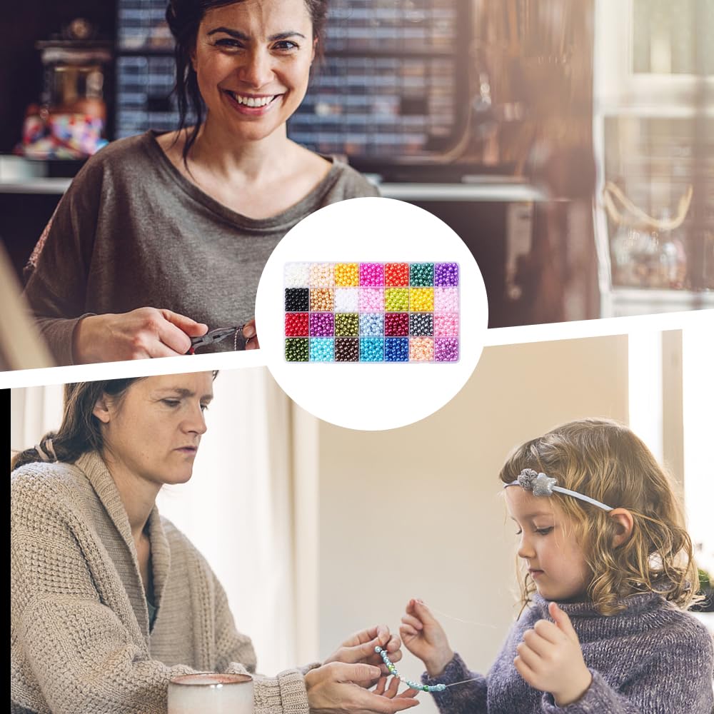 Set 1960 Perle Colorate 6mm - 28 Colori Con Cordino Elastico, Per Bracciali, Collane Fai Da Te - Foto 5