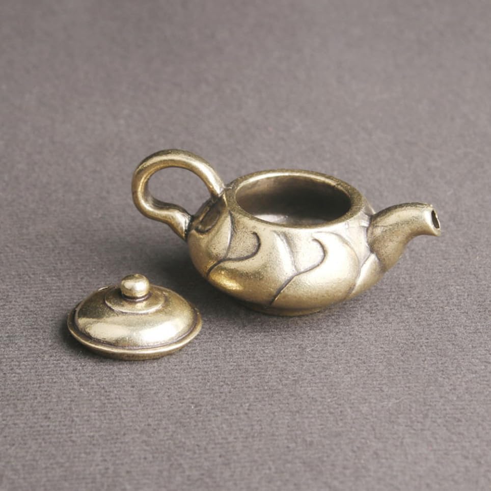 PRETYZOOM Brass Teapot Teapot Decor Home Accents Decor Retro Kettle Gold Decor for Living Room Mini Tea Kettle Chinese Sculpture Office Desk Decorations Bedroom Decor Vintage Home Decor