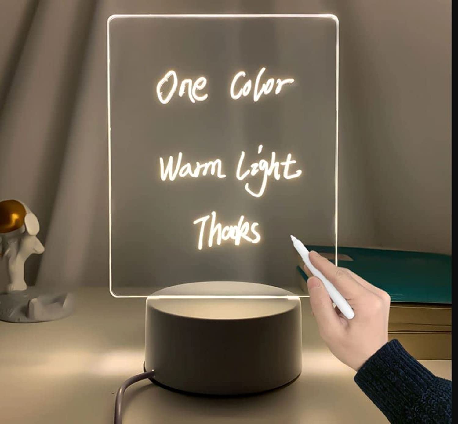 Acrylic, Clear, Erasable, Message, Drawing, Board, Stand for Desk, Office, Home, School, Work, Productivity, and Exploring Creativity Decoration Message Board Night Lamp