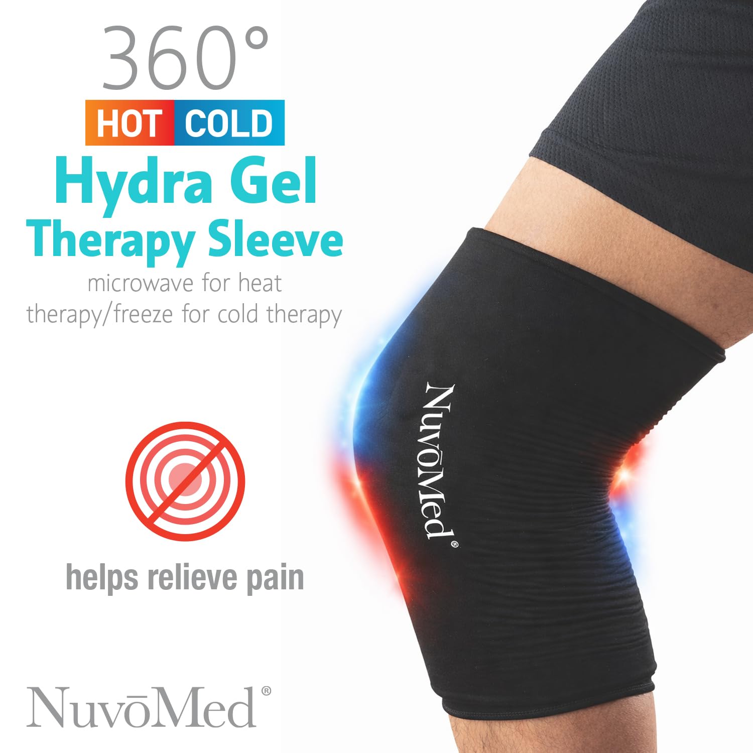 NuvoMed Impacco riutilizzabile in gel caldo e freddo, impacco flessibile in gel idraulico, adatto al microonde e al congelatore, copertura a 360° per ginocchia, gomiti, caviglie, polsi e polpacci