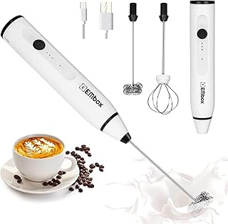 Coffee Frother Electric | Coffee Maker | Double Spring Kit with Type-C Rechargeable Cord | Milk frother for Cappuccino Cream and Egg Whisker | Electric Blender Mixer (2 Whisk, White)