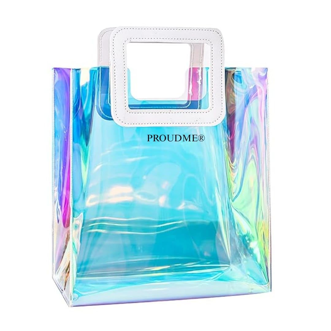 Holographic Gift Bag, Clear Bag Travel Bag, Cosmetic Bag, Mini Rainbow Handbag, for Gifts,Work, Shopping, Beach, Stadium (B0D9F9K6CT) Amazon Price History, Amazon Price Tracker