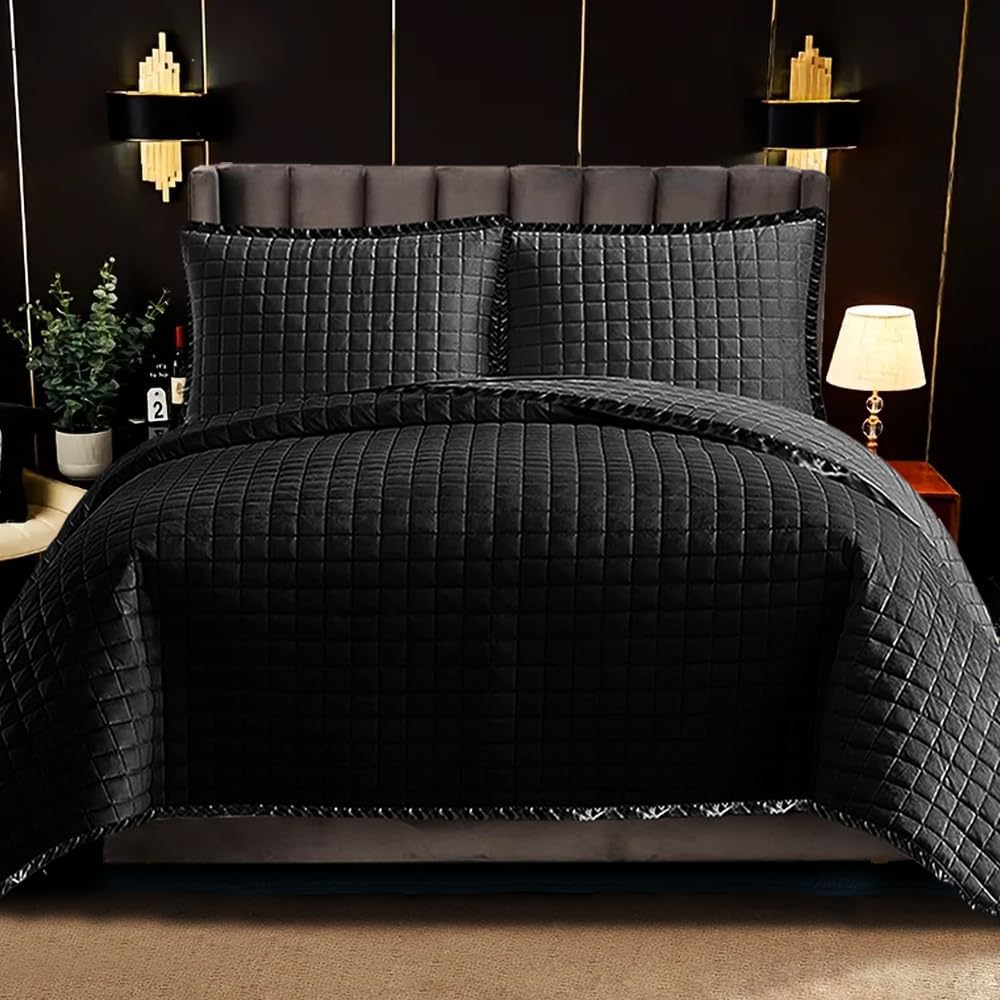 Fit Even Quilt Osca Bedspread 3 Piece Set Coverless Quilted Square