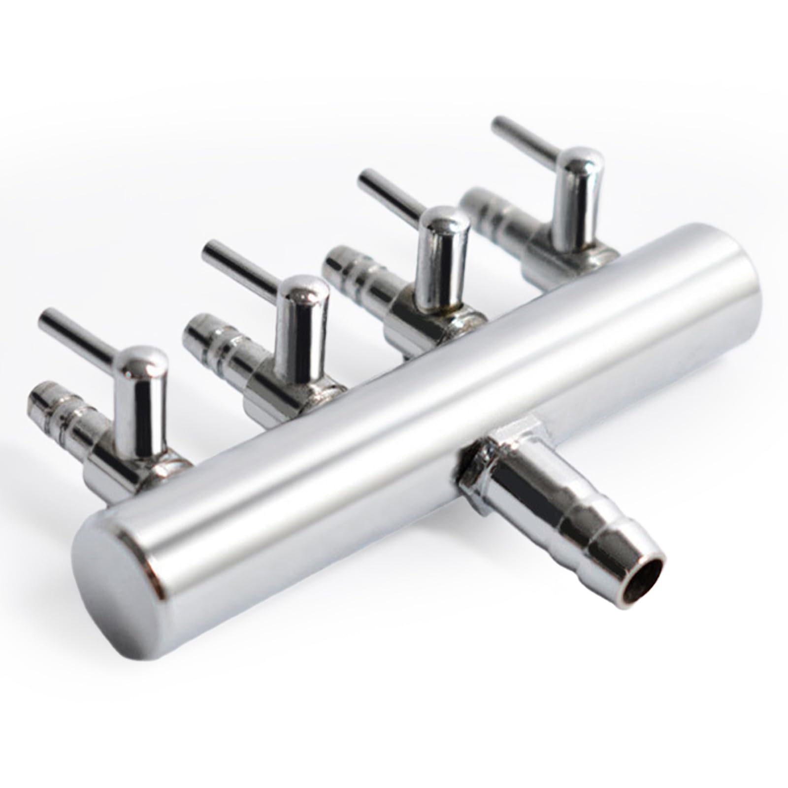 Distributeur d'air en acier inoxydable - Régulateur de flux d'air - Clapet anti-retour réglable - Valve d'air d'aquarium - Entrée 8 mm - Sortie 4 mm - Distributeur de pompe à air - Aquarium