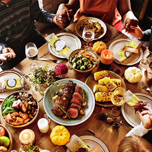 Dhdm Sunflower And Mandala Khaki Table Napkin Cloth Set Napkin For Party Wedding Table Cloth Kitchen Dinner Napkins (Color : 8Pcs, Size : 50X50Cm) #TOP2