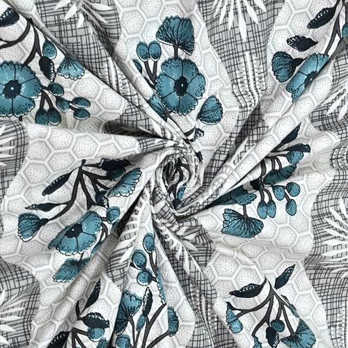 Image of India 100% Pure Cotton Jaipuri Printed Double Bedsheet with 2 Pillow Covers | Traditional Sanganeri Floral Design | Soft Breathable Fabric | King Size Bedsheet for Bedroom (Kaya50)