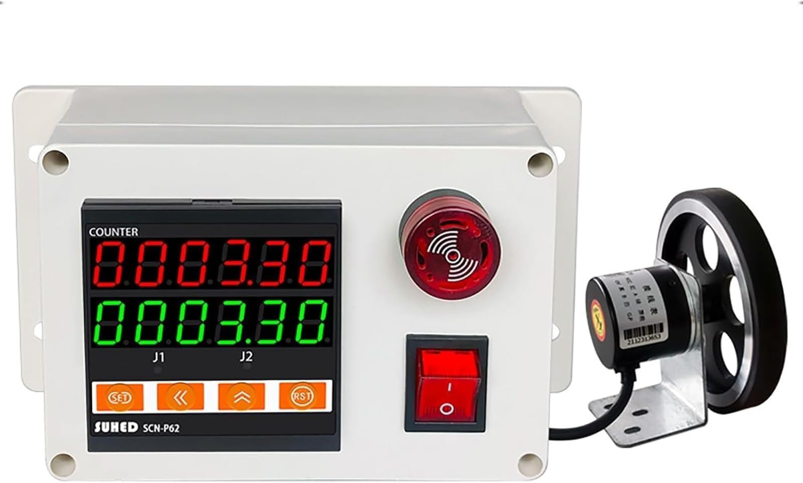 Contador digital de longitud con rueda rodante y zumbador, rango 0-999999 para medición de cables y líneas de pesca