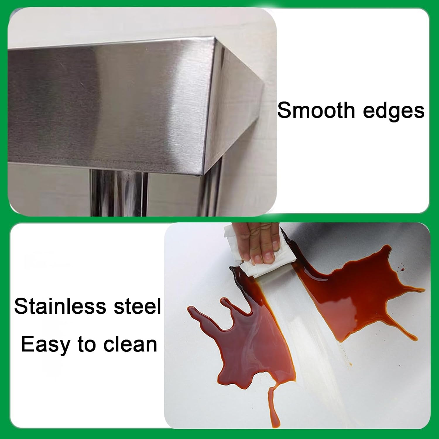 Three-Tier Stainless Steel Workbench with Adjustable Legs Commercial Kitchen Work Table Reinforced Cross-Beam Construction Triangular Joint Structure Thickened Square Tubing Suitable for Hotels