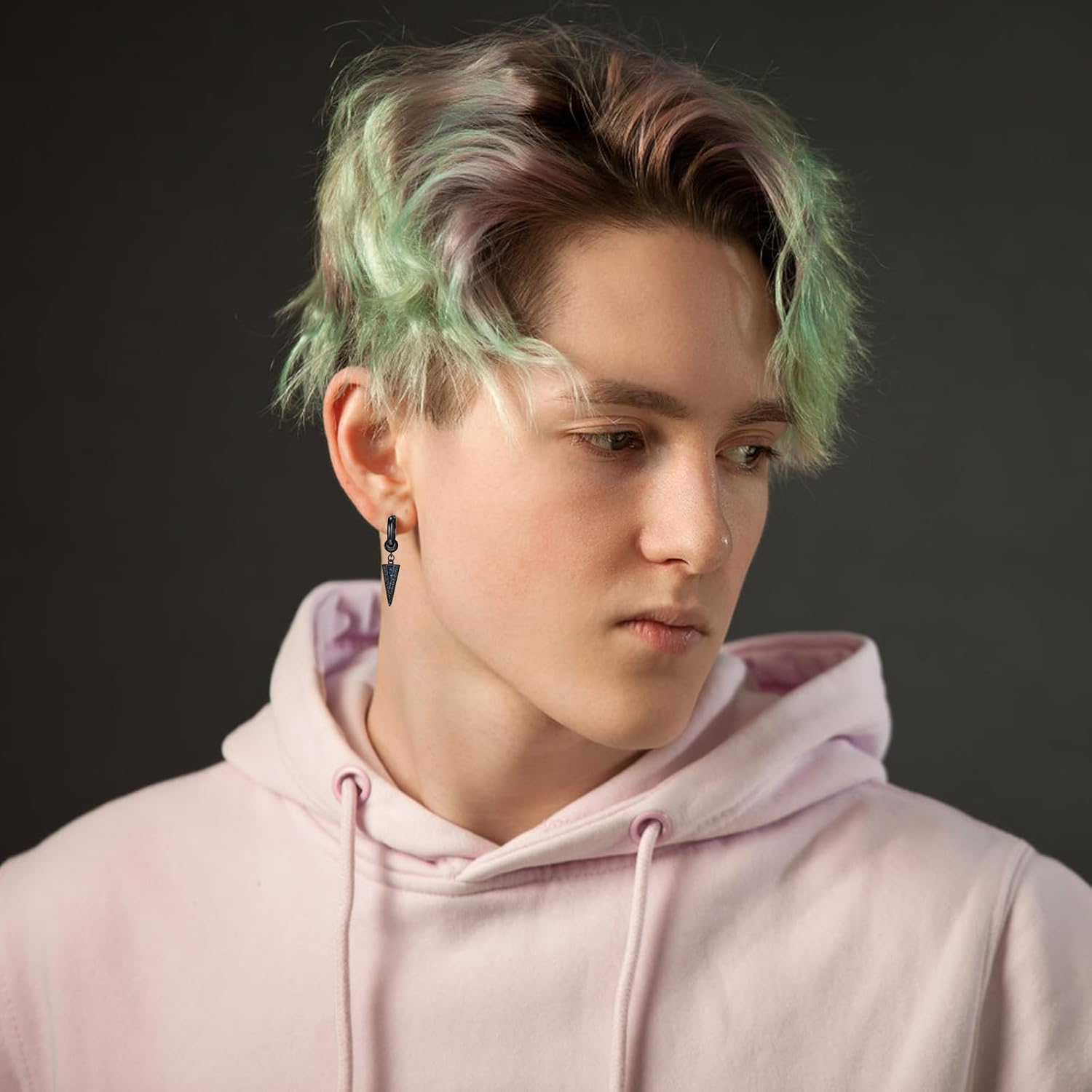 Viking Runes Hoop Earrings for Men Women 925 Sterling Silver Black Spike Abalone Shell Dangle Drop Huggie Earrings Norse Pagan Jewelry Halloween Gifts for Husband Dad - Image 5