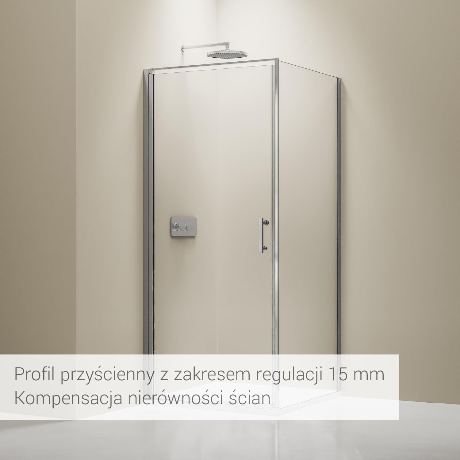 BERNSTEIN Kabina prysznicowa 90x100cm wysokość 195cm narożna kabina prysznicowa z wejściem od przodu NT416 szkło bezpieczne ESG 8 mm ze szkła przezroczystego z nano