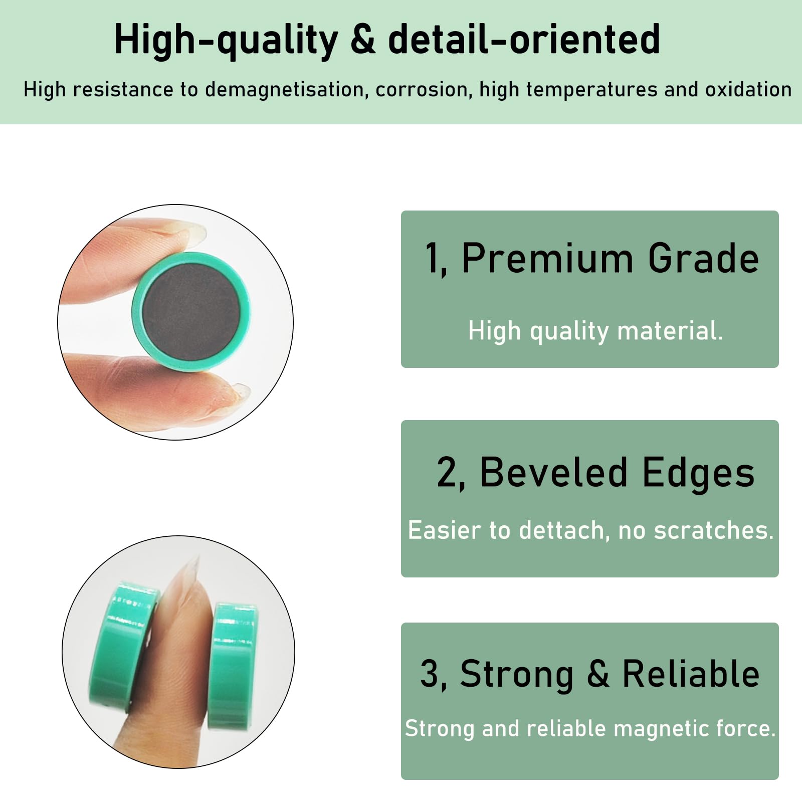 PYJLBX 80 Pack Strong Fridge Magnets, Green Round Mini Magnets, Heavy Duty Small Magnets for Whiteboard Crafts - Image 2