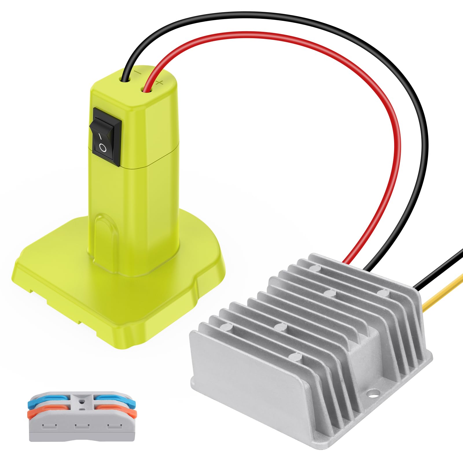 18V to 12V Step Down Converter Aadpter for Ryobi 18V Battery Voltage Converter DC Voltage Regulator 15A MAX 180W Automatic Buck Converter Power Wheels Aadpter with Switch for DIY RC Car Toys