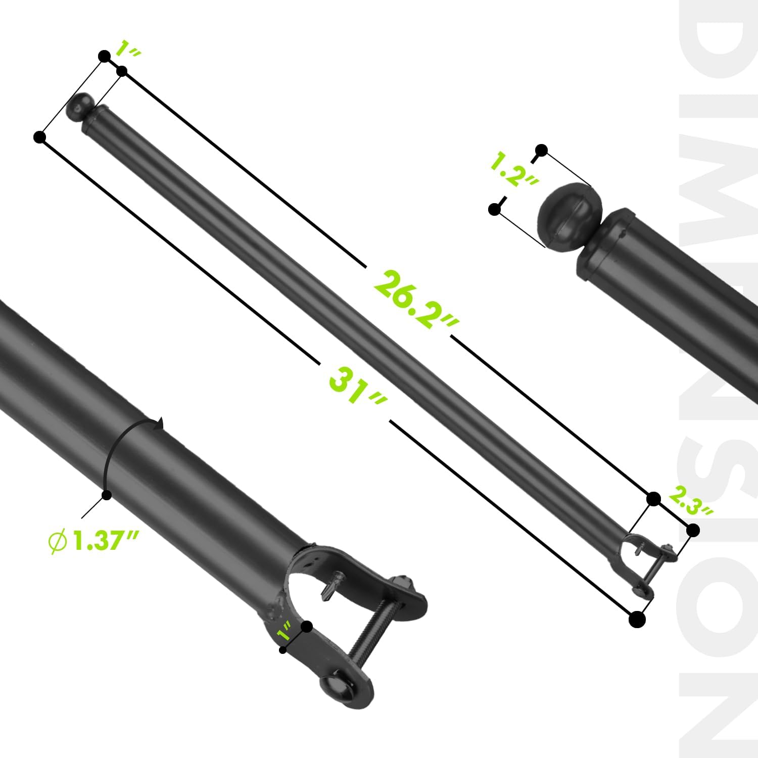 24 pack 1-3/8'' chain link fence extension, 30'' fence extension height, galvanized post extender for dogs and privacy (black) set 24 black
