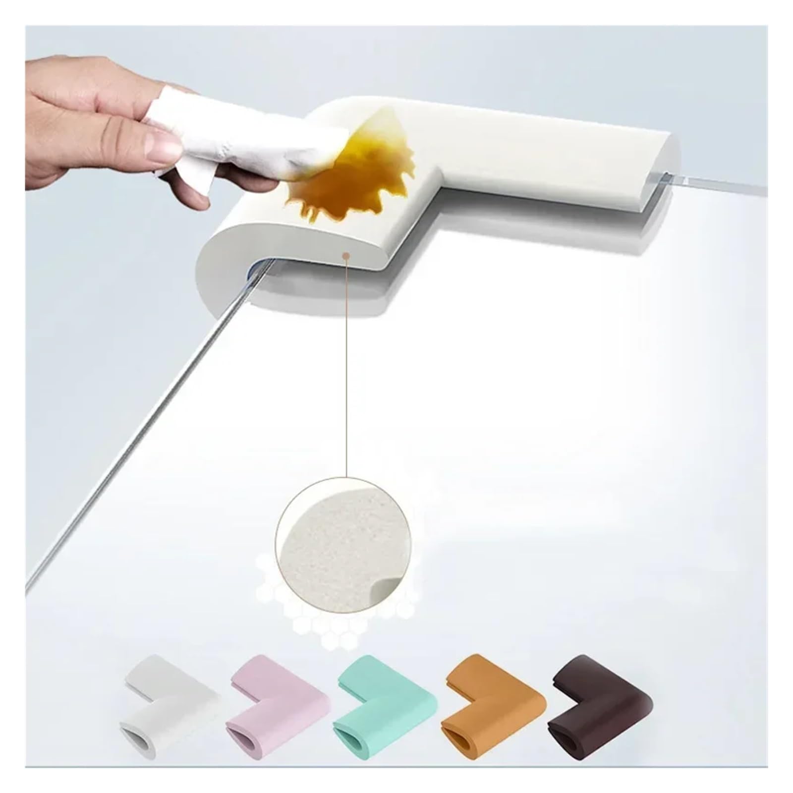 Protectores de Esquina para mesas, Seguridad Infantil, 4 Piezas, protección para Vidrio, café, Cinta Adhesiva para Esquinas.