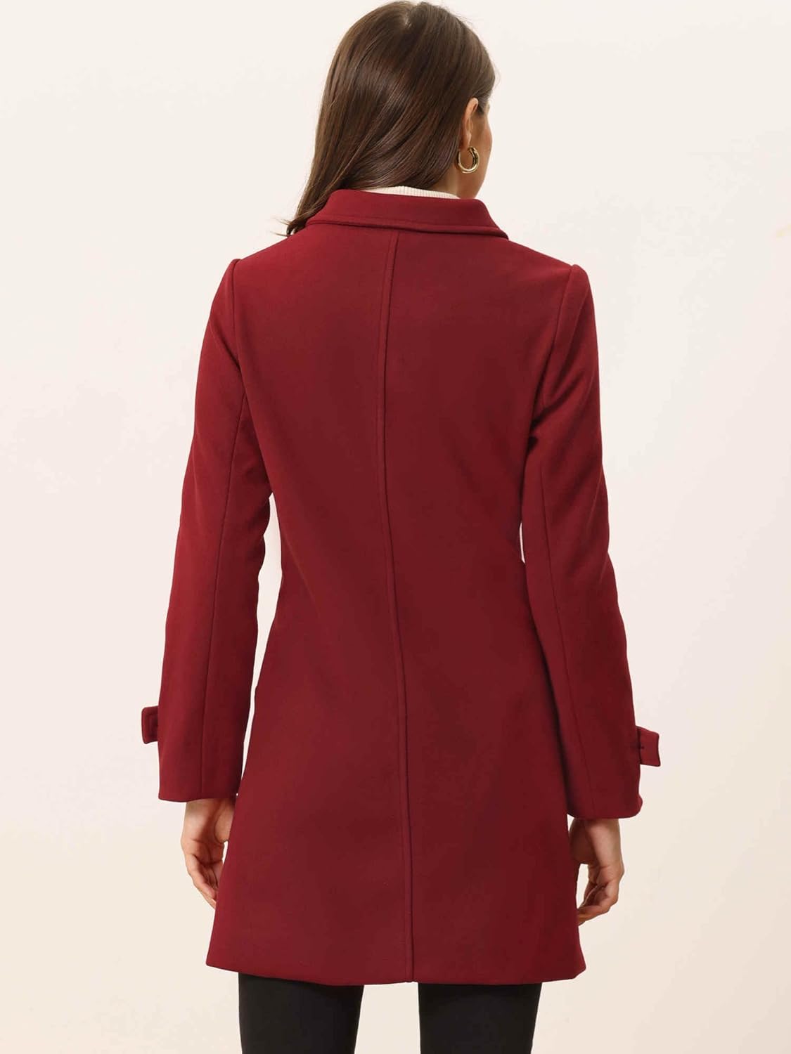 Allegra K Women's Winter Outerwear Overcoat Peter Pan Collar Mid-thigh A-line Single Breasted Pea Coat - Image 4