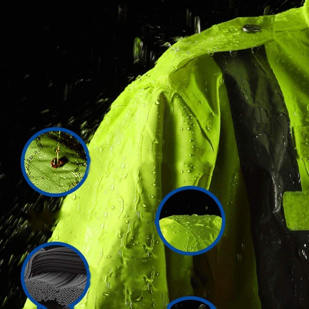 Reflectante Traje Reflectante Impermeable, Chaqueta de Seguridad Pantalones Impermeables Traje 2 Piezas con Bolsillos Chaleco(XXL)