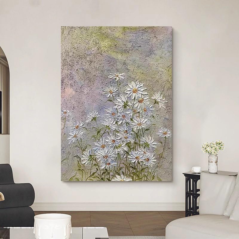 Tableau Marguerite à l'huile art mural poétique de salon