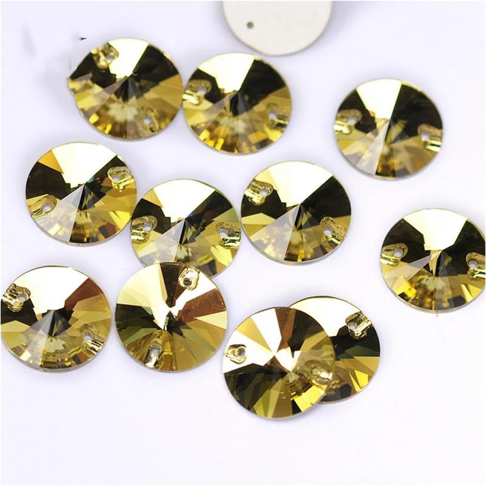 Przezroczyste szkło, kryształowy kamień, 3200 Lt Topazowy brokatowy stras przyszyty na dżetów Rivoli Flatback Rhinestone(12mm 84Pcs)