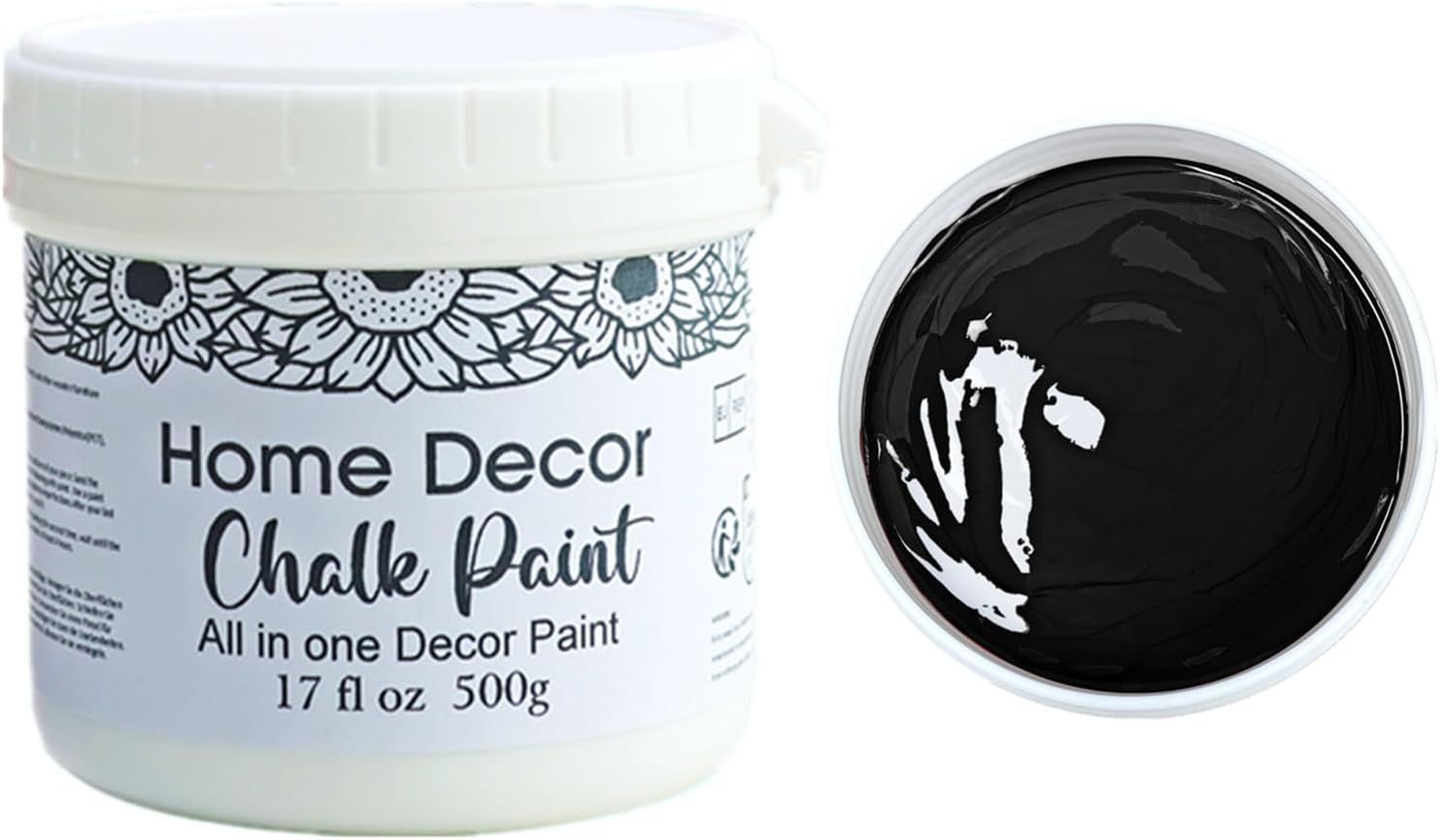 JAJADO 34 ounce Black Chalk Paint Furniture Paint 2 Jars/17oz, No Wax Needed, Non-Toxic Matte Finish Wood Craft Cabinet Paint for Furniture, Home Decor, Metal, Doors