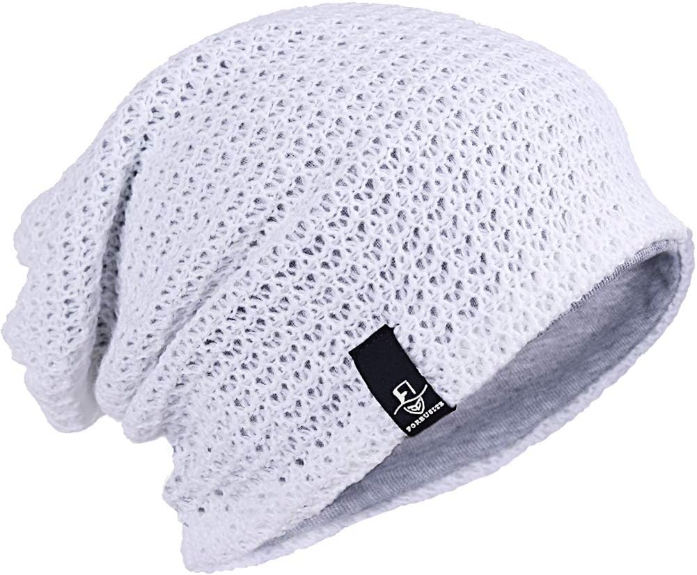Mens Slouchy Long Oversized Beanie Knit Cap for Summer Winter B08