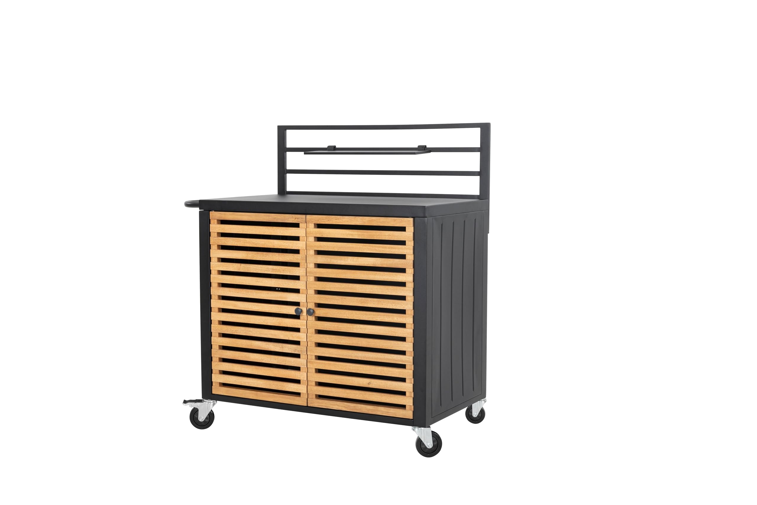 Tarrington House Carrito de Servicio Ateo, Aluminio/Acero/Madera de eucalipto, Negro