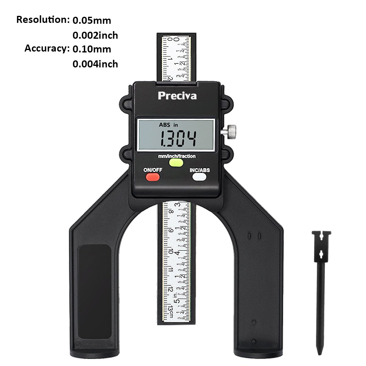 Preciva Digitaler Tiefenmesser, digitaler Höhenmesser, 80 mm/3,14 Zoll, LCD-Display, 0,10 mm/0,004 Zoll Genauigkeit, Tiefenhöhenmessung für Holzbearbeitung, Fräser, Tischkreissäge, Oberfräse
