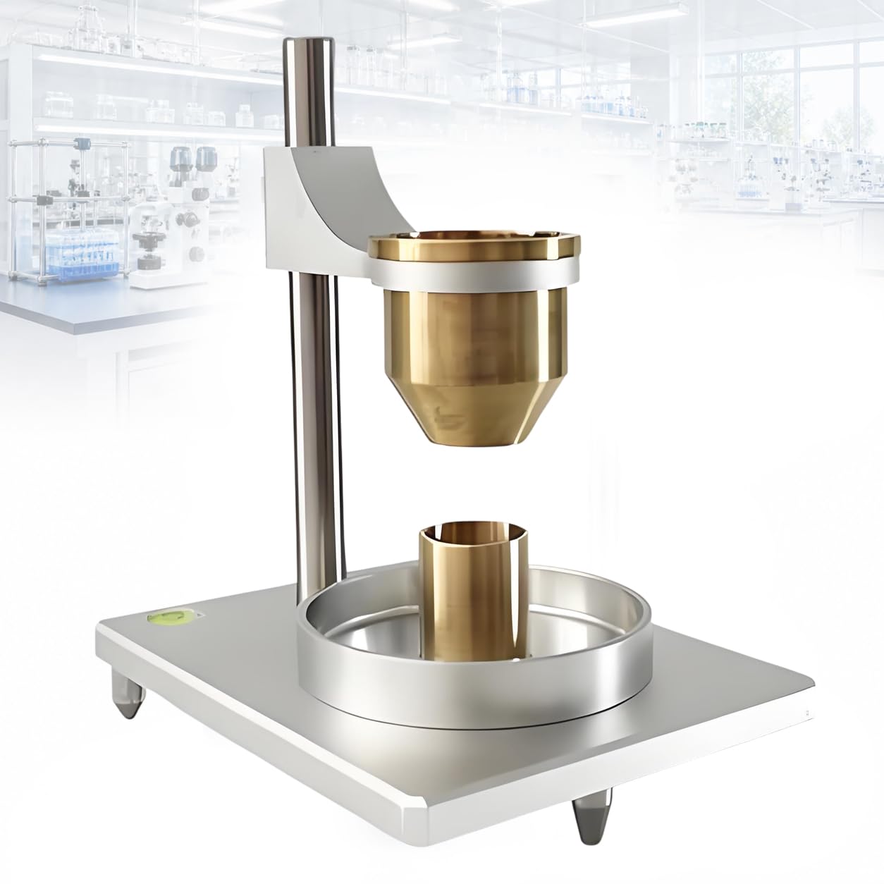 TsoLay Powder Flowability Tester, Powder Flow Meter and Bulk Density with 2.5mm/5.0mm Funnel & 25ml Cup, 60° Funnel & Spirit Level, Stainlesssteel 2.5+5.0mm for Laboratory Metal and Ceramic Powders