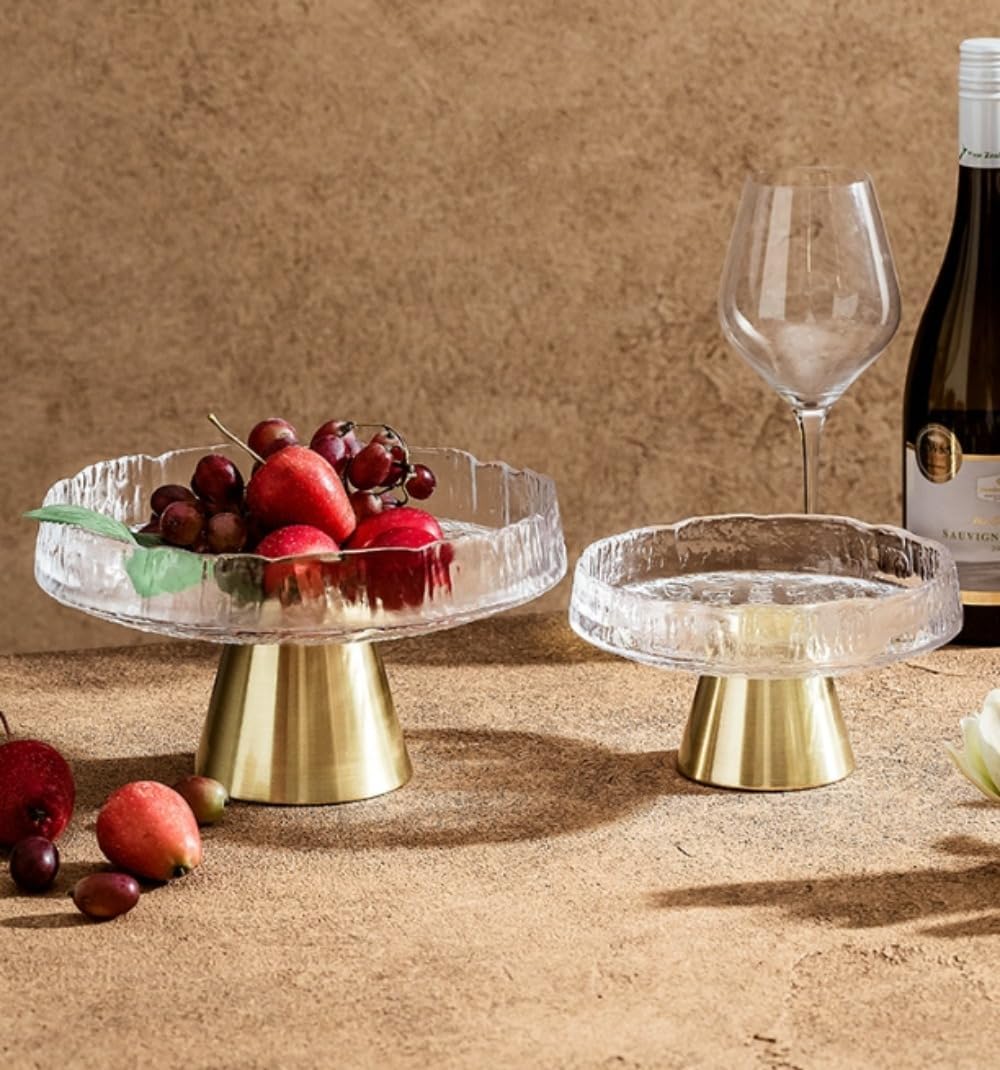 フルーツプレート コンビネーションプレート ハイレッグフルーツプレート エンボスガラス フルーツプレート インテリア 装飾 ファッシ
