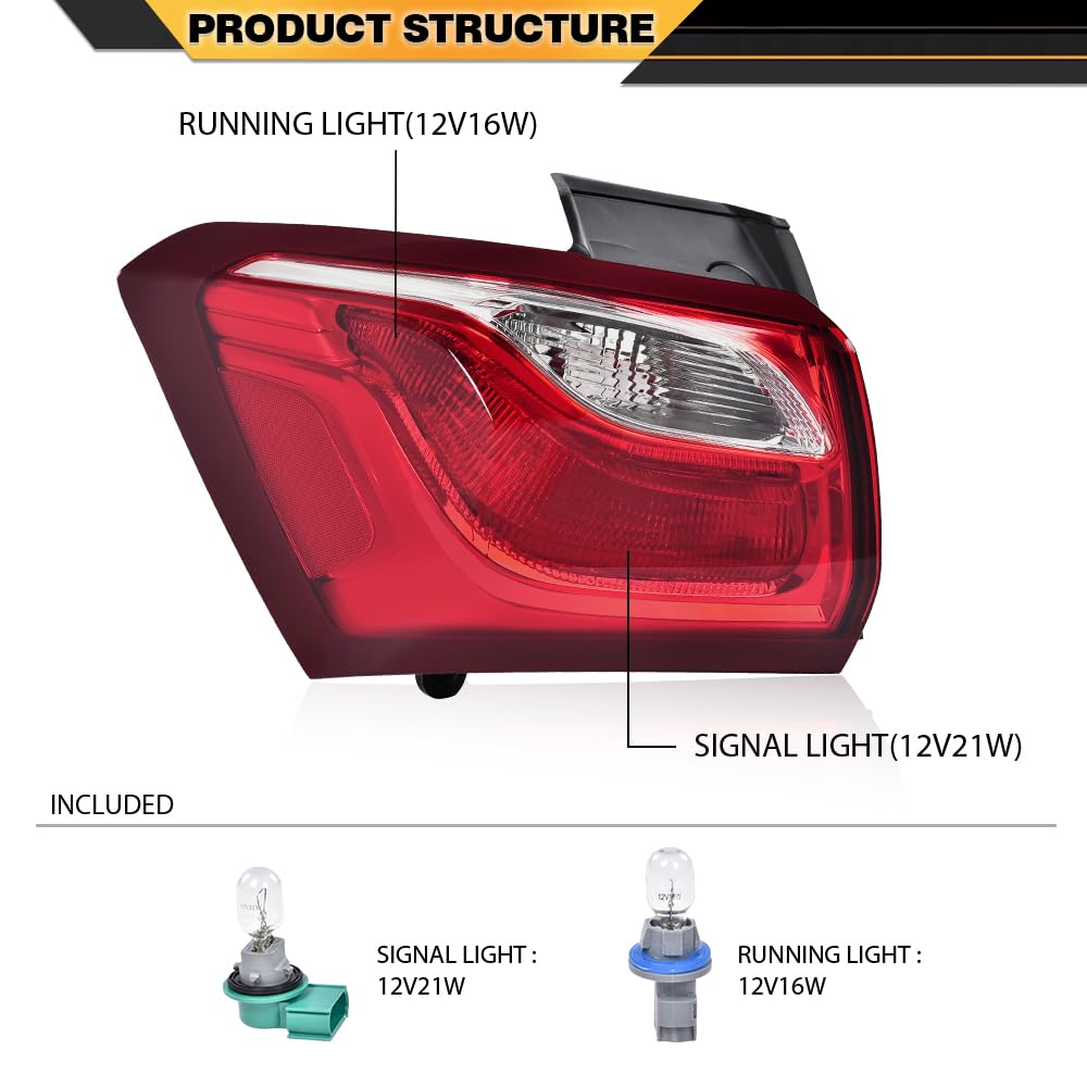 Amazon.com: CNNELL Halogen Tail Light Lamp Outer Left Driver Side 