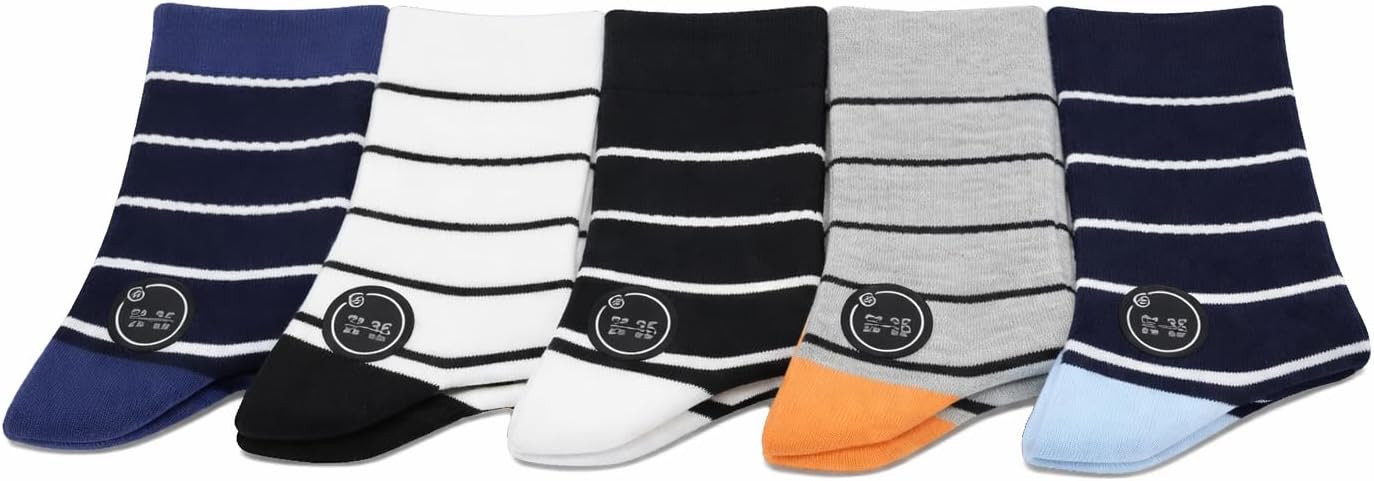 Cotton Striped Socks for Men & Women | Breathable Office & Formal Socks | Premium Casual Socks | Ideal for Gifting | Pack of 5