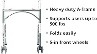 Vista 2 de McKesson Andador plegable con ruedas de 5 pulgadas, bariátrico, acero, altura ajustable de 32 a 39 pulgadas, capacidad de peso de 500 libras, 2