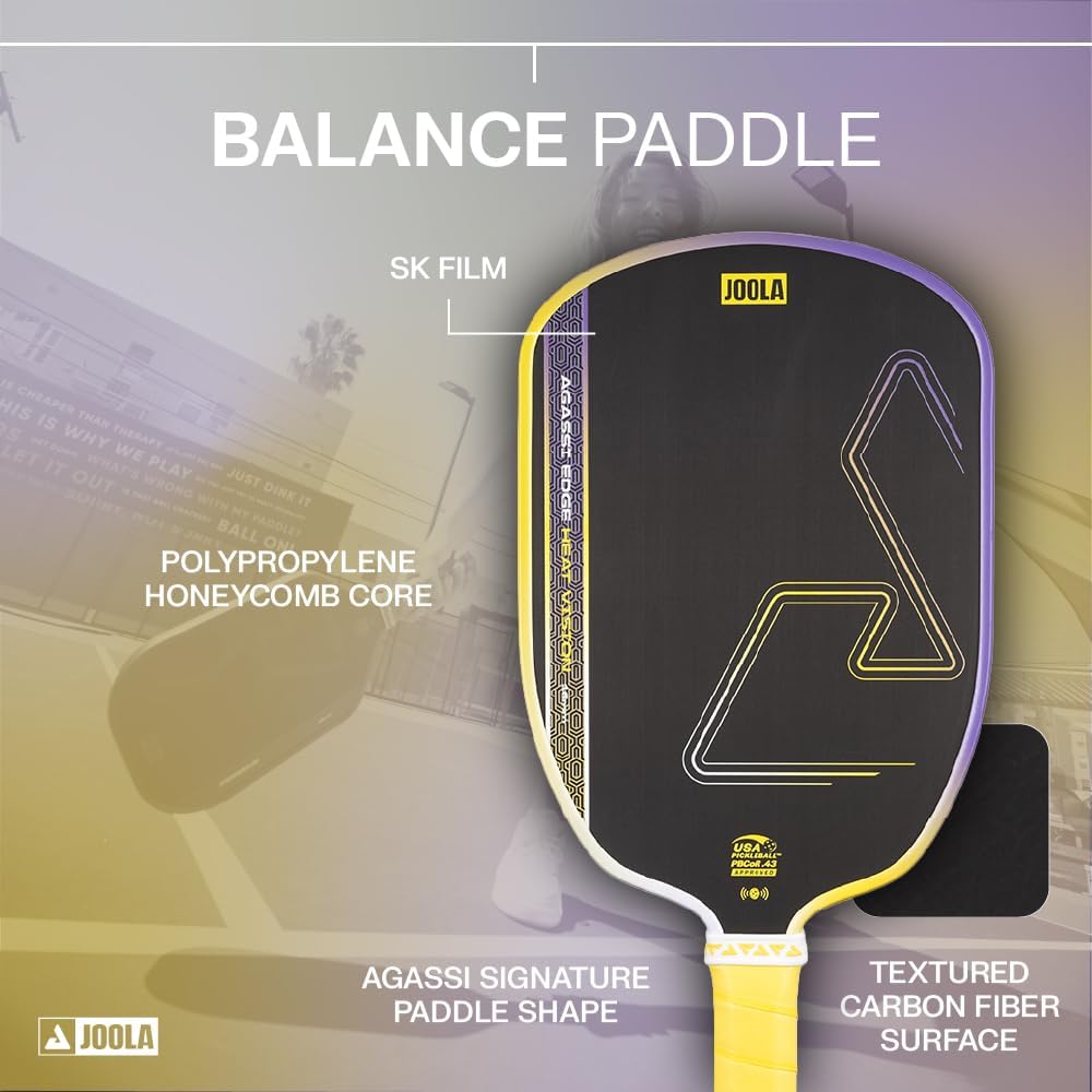 JOOLA Agassi Heat Vision 16mm Pickleball Paddle - New Shape w/Extended Sweet Spot - Textured Carbon Fiber Surface for Spin - SK Film for Less Vibration - USAP Approved - NFC Chip Enabled - Image 3