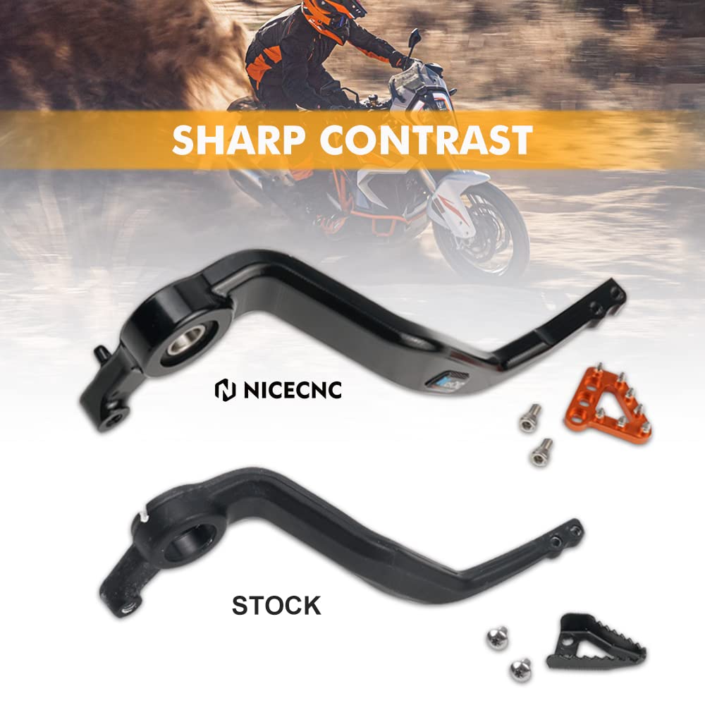 NICECNC Pedal de Freno Trasero Compatible with 1290 Super Adventure R/S 2018-2020, 1090 1190 Adventure R 2017-2019, Aluminio T7075, Ver Ajuste