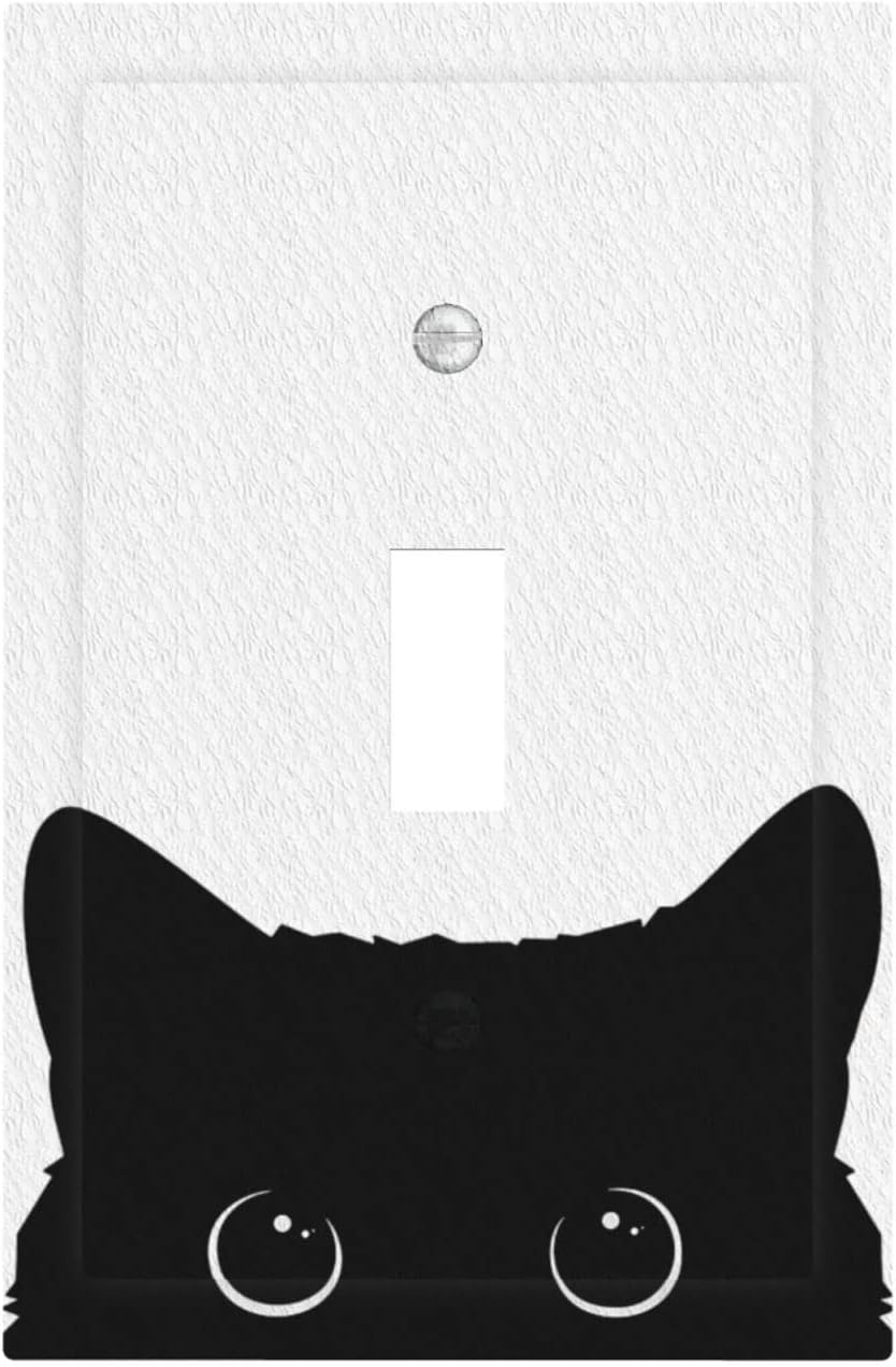 Cute Cat 1 Gang Light Switch Cover Decorative Single Toggle Wall Plate Home Switchplate Electrical Faceplate for Bathroom Kitchen Decor